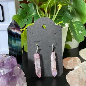 Handmade Wire Wrapped Rose Quartz Earrings
